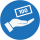 Blt ikon med hnd, der tager imod en seddel  
