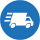 Blt ikon med lastbil og fartstriber